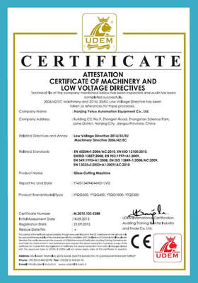 Certificación CE : Máquina cortadora de vidrio