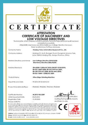 Certificación CE: Máquina para rectificado y biselado de bordes de vidrio